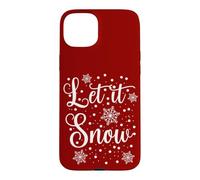 Carcasa para iPhone 15 Plus Let It Snow Copos de Nieve Letras Invierno Diseño Blanco
