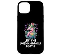 Carcasa para iPhone 15 Plus Let The Shenanigans Begin St Patricks Flamingo Mardi Gras