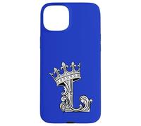 Carcasa para iPhone 15 Plus Letra L Inicial + Corona Azul Real