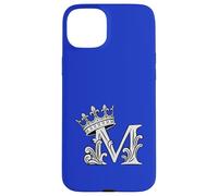 Carcasa para iPhone 15 Plus Letra M Inicial + Corona Azul Real