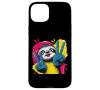 Carcasa para iPhone 15 Plus Letrero de Arte gráfico de Personaje Pop Retro de Perezoso Doble Paz