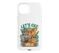 Carcasa para iPhone 15 Plus Let's Get Wild Safari Animals - Gráfico de zoológico