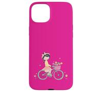 Carcasa para iPhone 15 Plus Linda París Bicicleta Chica Torre Eiffel Estética Estilo