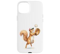 Carcasa para iPhone 15 Plus Lindo Atrapador de Jugador de béisbol de Ardilla, Arte de Acuarela