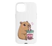 Carcasa para iPhone 15 Plus Lindo Capybara Kawaii Anime Capybara Beber Bubble Tea Love