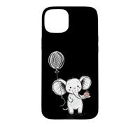 Carcasa para iPhone 15 Plus Lindo Elefante Pastel Globo Celebración Sketch