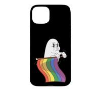 Carcasa para iPhone 15 Plus Lindo Fantasma LGBTQ sosteniendo la Bandera del Arco Iris Orgullo LGBT Halloween