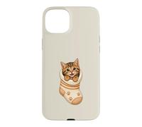 Carcasa para iPhone 15 Plus Lindo Gatito atigrado en Acogedor calcetín Gato mamá Cutecore Kawaii