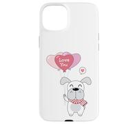 Carcasa para iPhone 15 Plus Lindo Perro con un Globo de corazón Te Amo