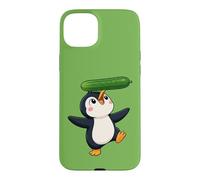 Carcasa para iPhone 15 Plus Lindo pingüino Equilibrio Pepino Dibujos Animados Arte