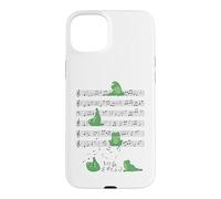Carcasa para iPhone 15 Plus Lindo Rana Haciendo Yoga Jugar Música Nota Clave Músico Arte