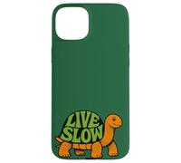 Carcasa para iPhone 15 Plus Live Slow Turtle Life Naturaleza Vibes Retro Calma Estética