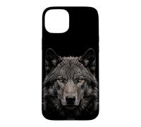 Carcasa para iPhone 15 Plus Lobo Dire Cara Luz De Luna Bosque Fauna Silvestre Naturaleza