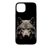 Carcasa para iPhone 15 Plus Lobo Dire Cara Luz De Luna Bosque Fauna Silvestre Naturaleza