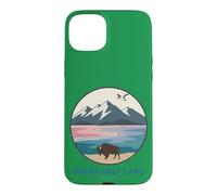 Carcasa para iPhone 15 Plus Logotipo de Bolsillo de Bisonte de The Great Salt Lake Trail Utah