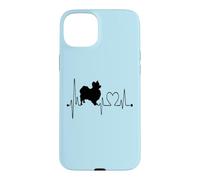 Carcasa para iPhone 15 Plus Los Perros Papillon Dog My Heartbeat EKG Son mis Amantes de los Perros cardiovasculares