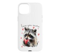 Carcasa para iPhone 15 Plus Love You More Raccoon Holding a Heart Womens Cute Valentine
