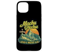 Carcasa para iPhone 15 Plus Machu Picchu Perú Viajes Andes Montañas Puesta del Sol Retro