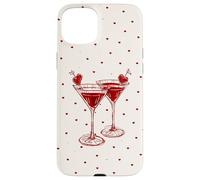 Carcasa para iPhone 15 Plus Martini Glass Pink Olive Bartender and Hearts Cóctel Beige