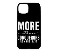 Carcasa para iPhone 15 Plus Más Que Vencedores Romanos 8:37 Diseño Motivacional