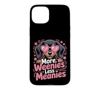Carcasa para iPhone 15 Plus Más Salchichas, Menos malvados, Gracioso Perro Salchicha