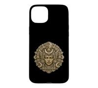 Carcasa para iPhone 15 Plus Máscara de Piedra de la Diosa de la Luna Maya, Arte Antiguo de reliquia del Templo