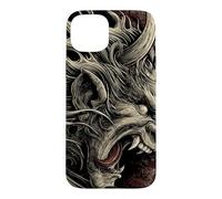 Carcasa para iPhone 15 Plus Máscara Retro Japonesa Oni Demon Screaming Yokai Anime