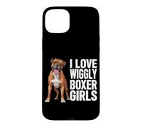Carcasa para iPhone 15 Plus Me Encanta Wiggly Boxer Girls, Divertido Dicho de Perro bóxer para Mascotas