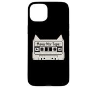 Carcasa para iPhone 15 Plus Meow Cat Mix Tape Cat, Amante de la música