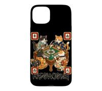 Carcasa para iPhone 15 Plus Meowjong Cat Playing Mahjong Game Juego Chino Tradicional