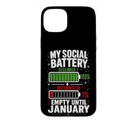 Carcasa para iPhone 15 Plus Mi batería Social vacía hasta enero Navidad Divertida