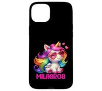 Carcasa para iPhone 15 Plus Milagros - Unicornio Colorido con Nombre Personalizado para Mujeres