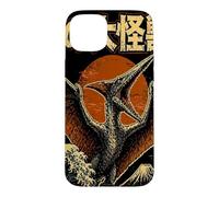 Carcasa para iPhone 15 Plus Monstruo Cielo Volando Kaiju Pterosaurio sobre Ola Japonés Retro