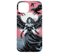 Carcasa para iPhone 15 Plus Morrigan Diosa de la Guerra y el Destino con Cuervos y alas