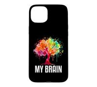 Carcasa para iPhone 15 Plus My Brain Tree Rainbow Splash Neurodivergente Adulto