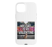 Carcasa para iPhone 15 Plus My Cat Is My Valentine Bengala Street Graffiti Amante de los Gatos