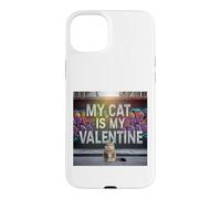 Carcasa para iPhone 15 Plus My Cat Is My Valentine Maine Coon Street Graffiti Amante de los Gatos