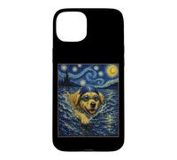 Carcasa para iPhone 15 Plus Nadando Golden Retriever Art Nadador Perro Le Encanta Nadar