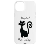 Carcasa para iPhone 15 Plus Negro Gato Lindo Divertido Diciendo Que La Gente No Hoy No