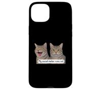 Carcasa para iPhone 15 Plus Neurospicy My Social Meter Runs out Funny Introvert Cat Meme