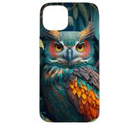 Carcasa para iPhone 15 Plus Night Horned Owl Nocturnal Spotted Owls Hoot Barn Bird