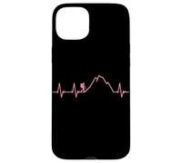 Carcasa para iPhone 15 Plus Niñas Mujeres Senderismo ECG Heartbeat Pulse Line Trekking Lover