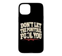 Carcasa para iPhone 15 Plus No Dejes Que la Cola de Caballo te engañe Karate Humor Girl Fighter