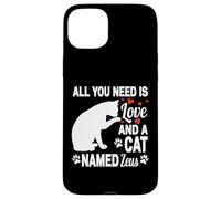 Carcasa para iPhone 15 Plus Nombre de Gato Personalizado Zeus Lindo Gatito Amante de Las Mascotas