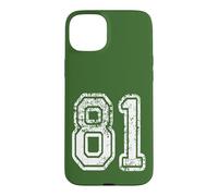 Carcasa para iPhone 15 Plus Número 81 Grungy White Sports Team Style
