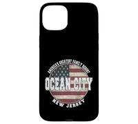 Carcasa para iPhone 15 Plus Ocean City New Jersey, Bandera Americana Vintage
