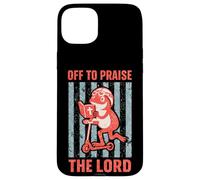 Carcasa para iPhone 15 Plus Off To Praise The Lord Funny Frog Christian Design