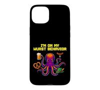 Carcasa para iPhone 15 Plus Oktoberfest I'm On My Wurst Comportamiento Pulpo Pixel Art Cerveza