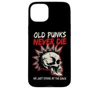 Carcasa para iPhone 15 Plus Old Punks Never Die Skull Punk Rock Música Heavy Metal Retro