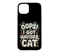 Carcasa para iPhone 15 Plus Oops! I Got Another Cat Fun Kitten Lover Retro Mujeres Gato Mamá